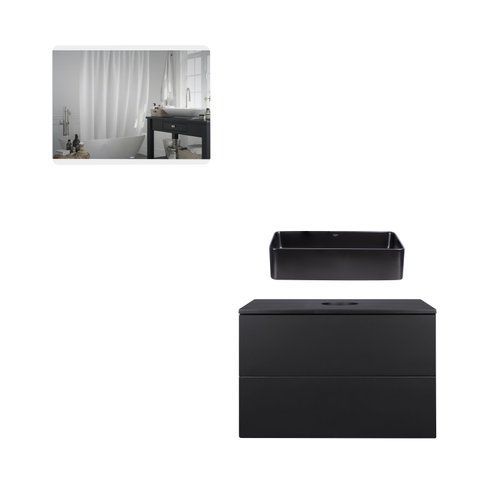 Комплект мебели для ванной QTAP TERN тумба + раковина + зеркало QT044VI43009