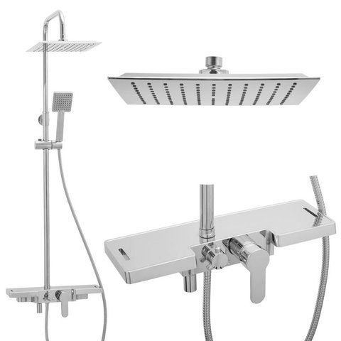 Душевой гарнитур YOKA OSLO 25 CHROM хром с полкой и краном (BP.OSLO 25 CHR)