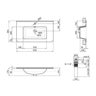 Раковина QTAP ALBATROSS 9H 46х80 / донный клапан (QT01119080HW)