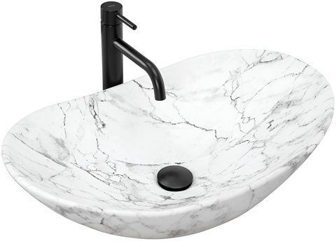 Раковина REA ROYAL STATUARIO MARBLE 36х60.5 / мрамор (REA-U8010)