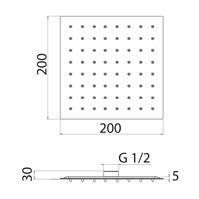 Квадратная лейка для душа "SLIM" 200X200 мм SOF033L LINKI, Сатин