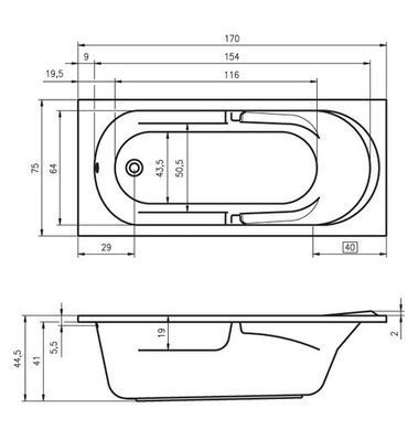 Ванна акриловая RIHO FUTURE 170х75 (B073001005)