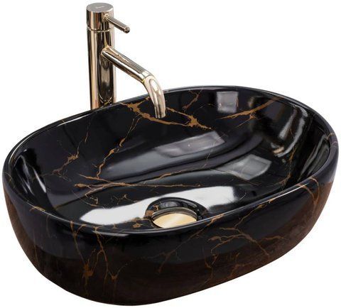 Раковина REA AMELIA MARBLE SHINY 34.5х48 / черная (REA-U8000)