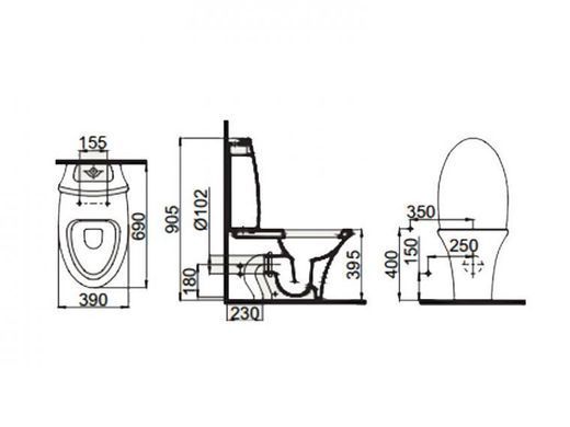 Підлоговий унітаз IDEVIT RENA + сидіння SOFT CLOSE (SETK2904-0206-001-1-1200)