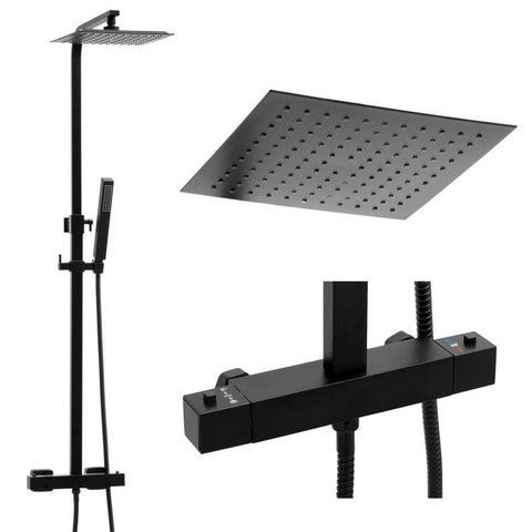 Душевой гарнитур YOKA GIRA 25 BLACK черный с термостатом (BP.GIRA THERM 25 BLK)