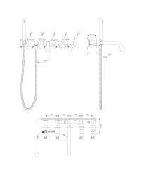 Змішувач для ванни OMNIRES Y на 5 отворів GRAPHITE (Y1237/1GR)
