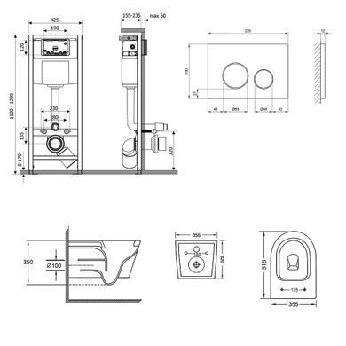 Комплект 3в1: Инсталляция для унитаза QTAP NEST (QT16335178W0133M425M11112CRM)