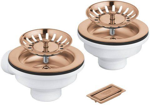 Сливной гарнитур для кухонной мойки GROHE на 2 чаши / теплый закат матовый (40997DL0)