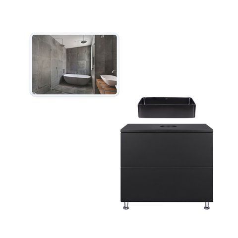 Комплект мебели для ванной QTAP TERN тумба + раковина + зеркало QT044VI43016