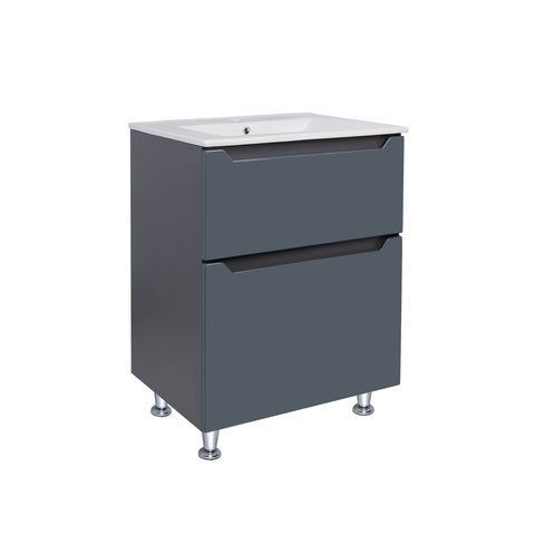 Комплект QTAP SCORPIO 605х825х460 GRAPHITE тумба підлогова + раковина урізна QT1471TNВ6023060CG
