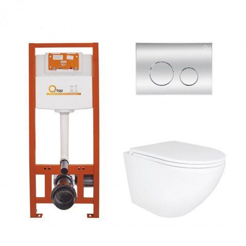 Комплект 4в1: Инсталляция для унитаза QTAP NEST + подвесной унитаз QTAP ROBIN ULTRA QUIET (QT1333046EUQW45146)