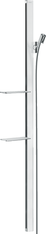 HANSGROHE Душевая штанга UNICA E 150 см со шлангом 160 см и полками WHITE/СHROME (27645400)