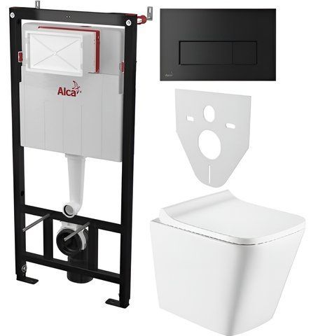 Комплект 4в1: Инсталляция для унитаза ALCAPLAST + подвесной унитаз KOLLER POOL TREND (KP-112-001 + TR-0490-RW + KP-226-002)