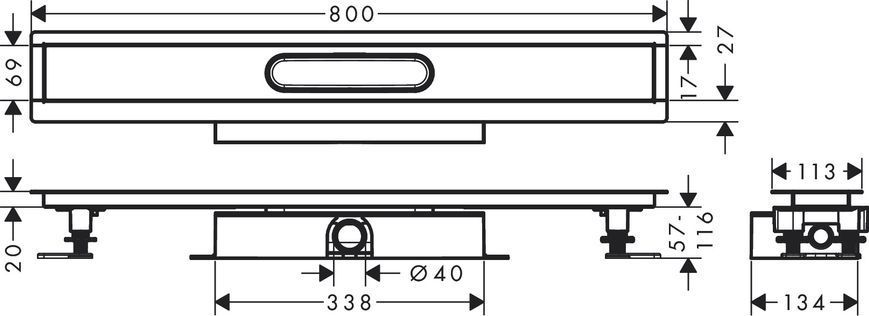 Монтажний комплект HANSGROHE UBOX UNIVERSAL &Oslash;40 / 800мм / для каналів (56018180), 800