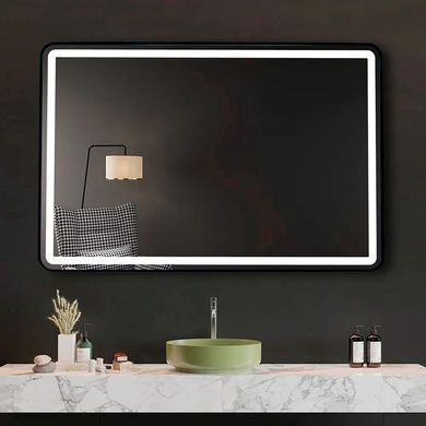 Дзеркало DUSEL LED DE-M0065D BLACK 100х75 сенсорне включення / підігрів / годинник / темп (DUSEL-538)