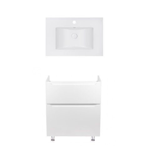 Комплект QTAP напольная тумбочка SCORPIO 700х825х460 мм WHITE + раковина врезная ALBATROSS E QT71SC43957