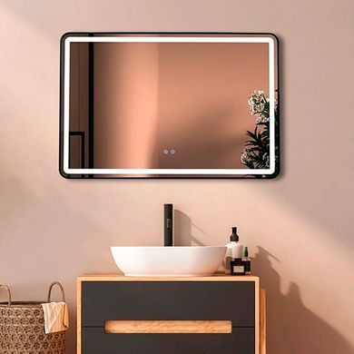 Зеркало DUSEL LED DE-M0065D 120х75 BLACK / сенсорное включение / подогрев (DUSEL-537)
