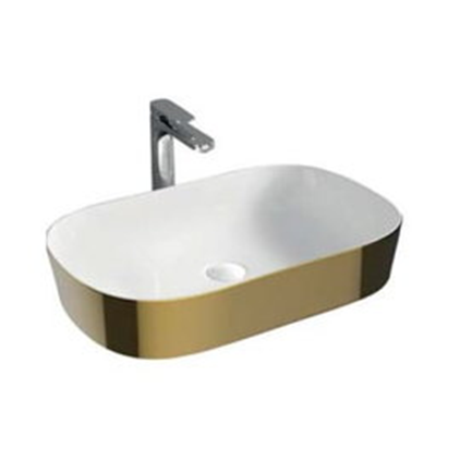 Раковина ARTCERAM GHOST 42х65 / біла / золото (GHL002 01; 56)