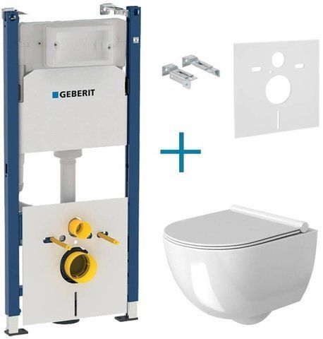 Комплект 4в1: Инсталляция для унитаза GEBERIT DUOFIX + подвесной унитаз REA CARTER RIMLESS 36х49 + сиденье SLIM SOFT-CLOSE (REA-C1450+458.126.00.1)